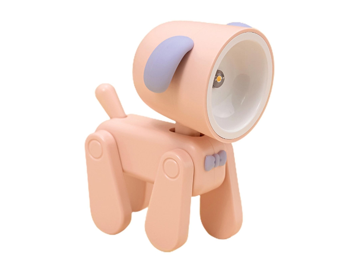 Omni lâmpada de Leitura Led Recarregável com Braços Flexíveis Luz Suave Anti piscada Adorável Ornamento de Mesa Cão/porco Cachorrinho Rosa