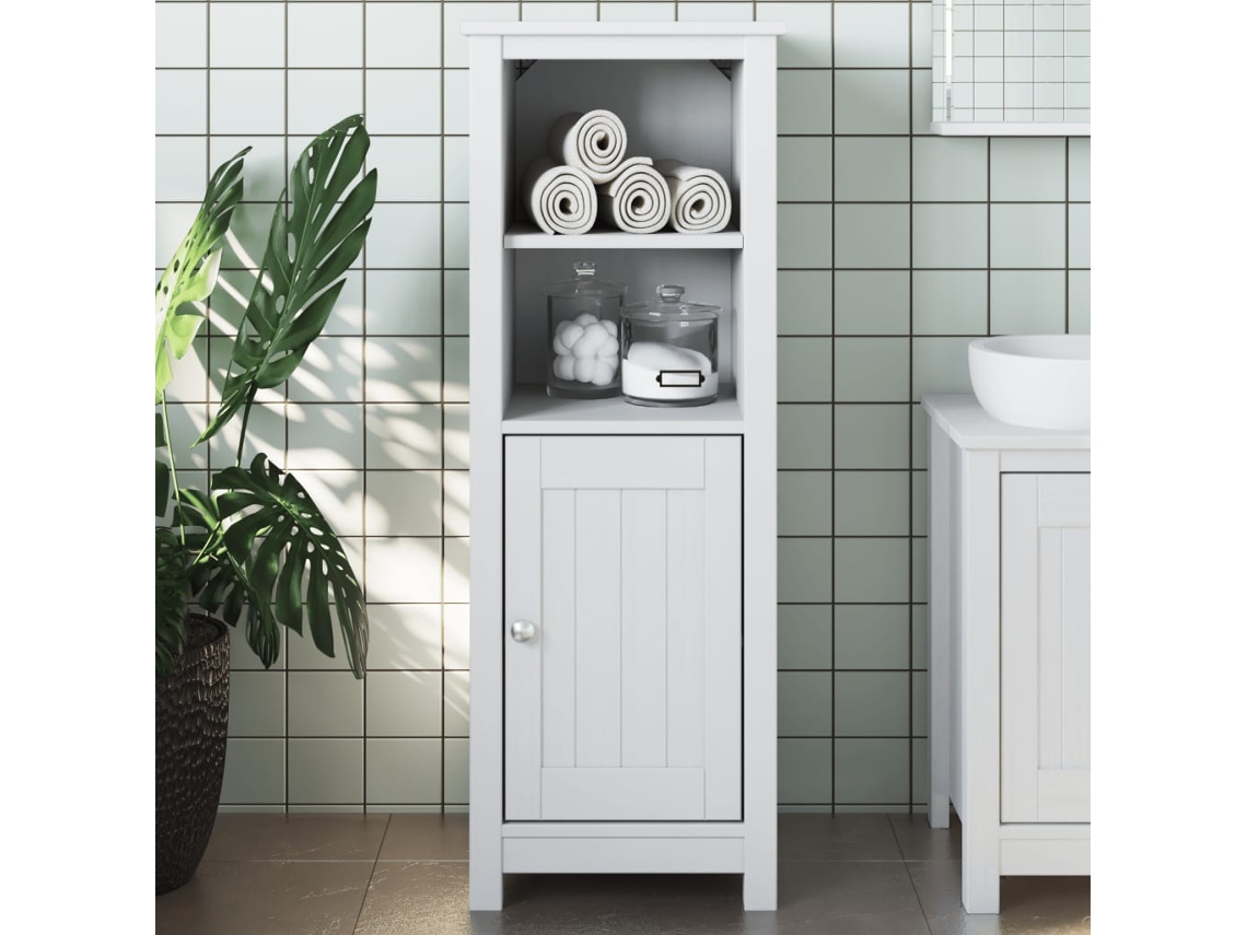 Vidaxl Móvel De Casa De Banho Berg 40x34x110 Cm Pinho Maciço Branco