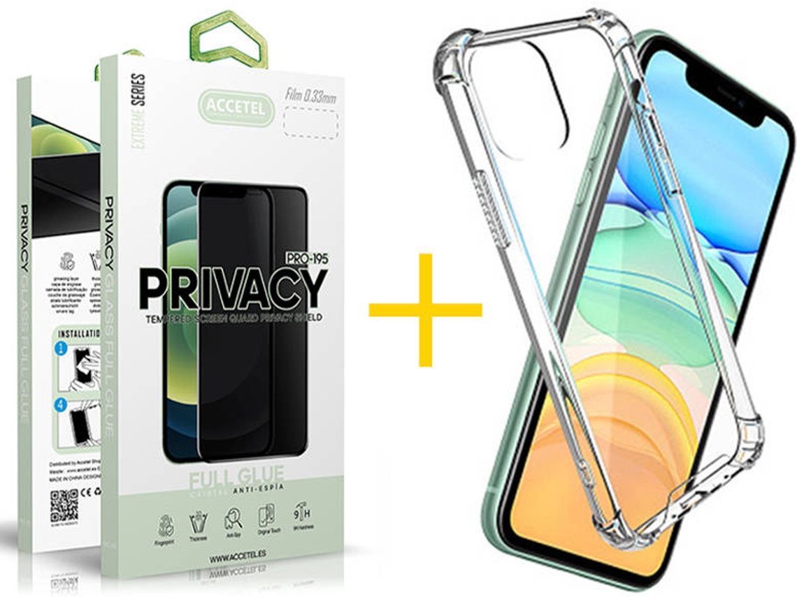 Capa + 1 Película de Vidro Anti-Spy iPhone 13 Pro Max ACCETEL Gel Reforçado Transparente