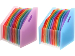 Pasta Sanfonada De Plástico Para Documentos, 2 Peças, Grande Capacidade, Durável E Leve, Rosa E Azul Gokoco