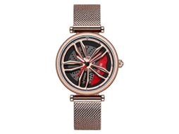 Relógio Feminino Sanda 1074 Com Mostrador Fixo Vazado Em 3d E Mecanismo De Quartzo. Pulseira De Malha.