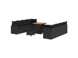 Conjunto 12 Sofá De Jardim Vidaxl Preto Vime Pe (80 X 80 X 71 Cm)