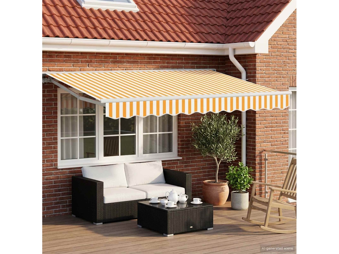 Vidaxl Toldo Retrátil Elétrico Amarelo E Branco 3 X 2,5 M