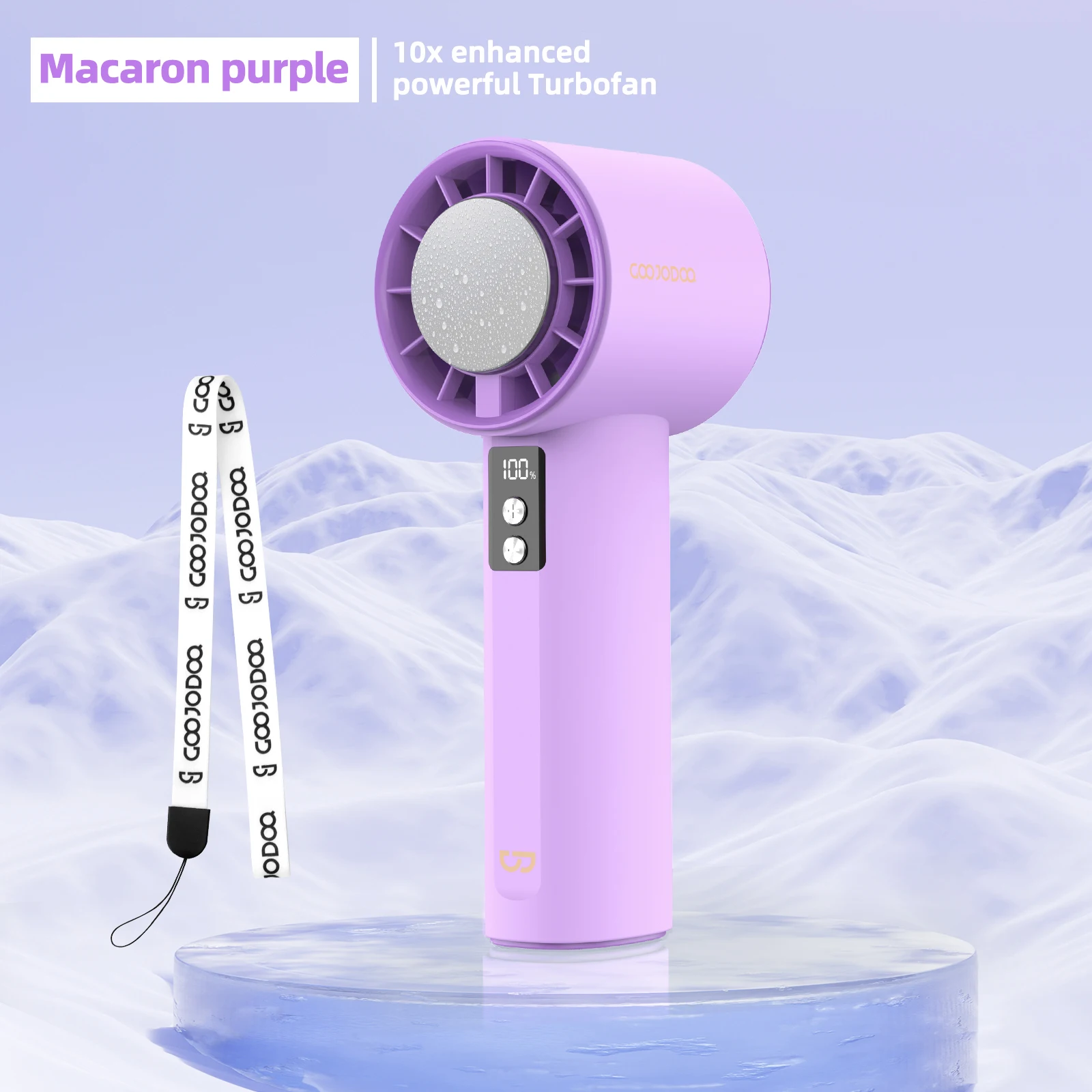 (roxo) Mini Ventilador Elétrico Com Visor Digital E Turbina Ajustável