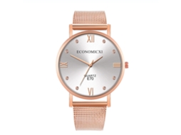 Relógio de pulso casual de quartzo, simples e moderno (branco, rosa e dourado)