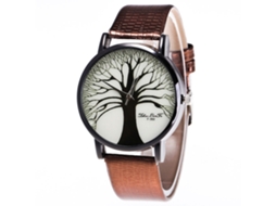 Reloj De Cuarzo Para Parejas De Moda Con Correa De Cuero Pu Dial Bosque Café Zhoulianfa