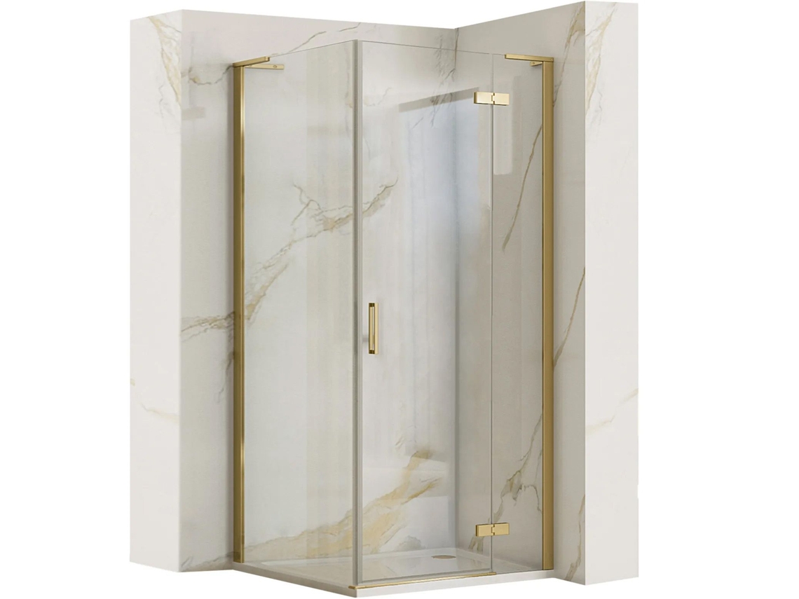 Divisoria De Chuveiro Rea Hugo 90x80 Pincel Dourado