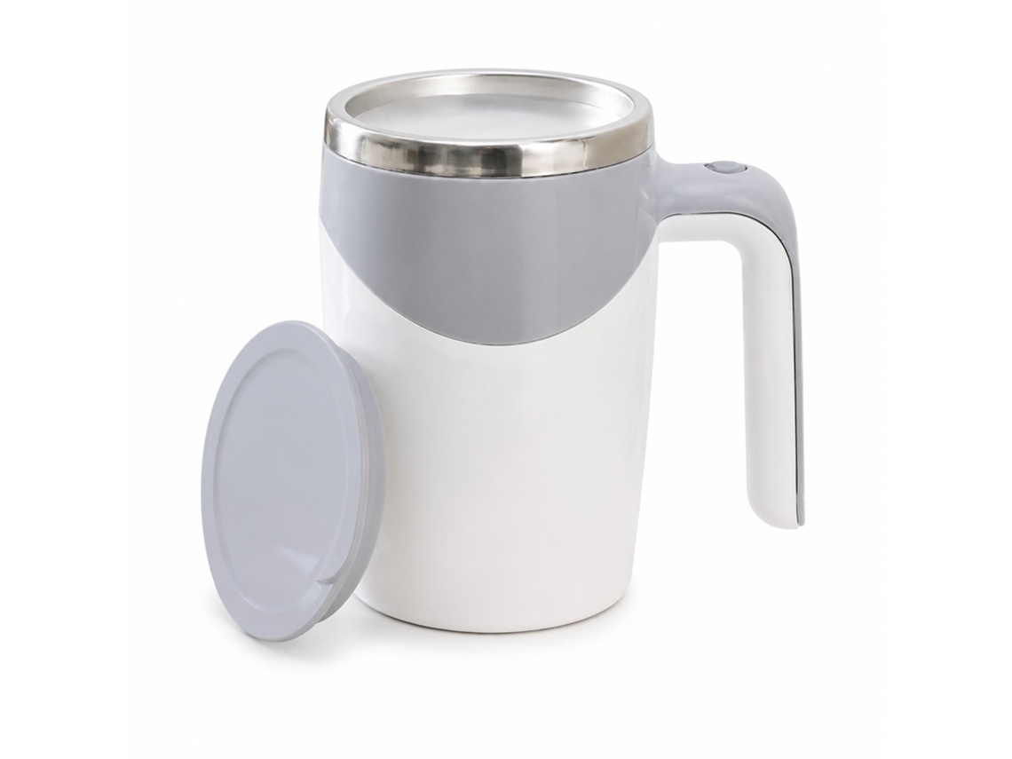 Caneca De Café Com Agitação Aço Inoxidável, 380ml, 7000rpm, Alimentada Por Bateria, Cinza