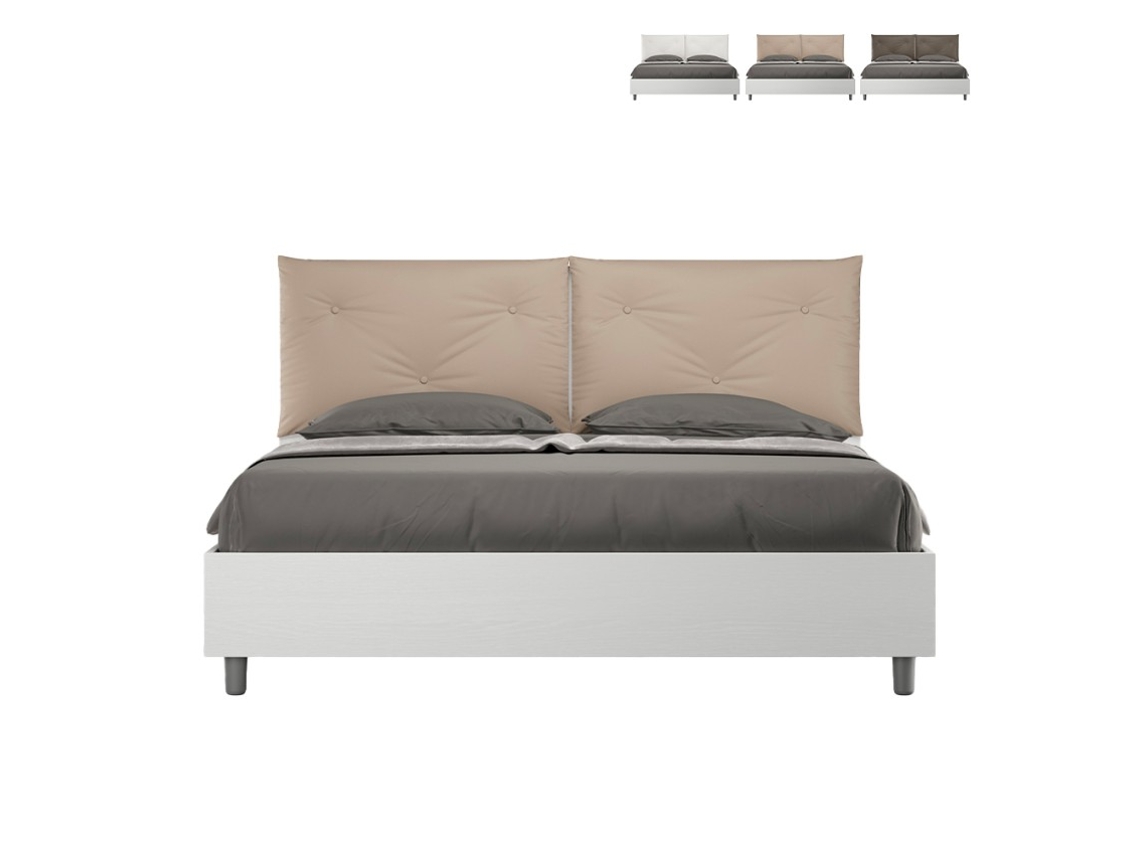 Recipiente de cama de casal 160x190cm almofadas de madeira Egos Appia