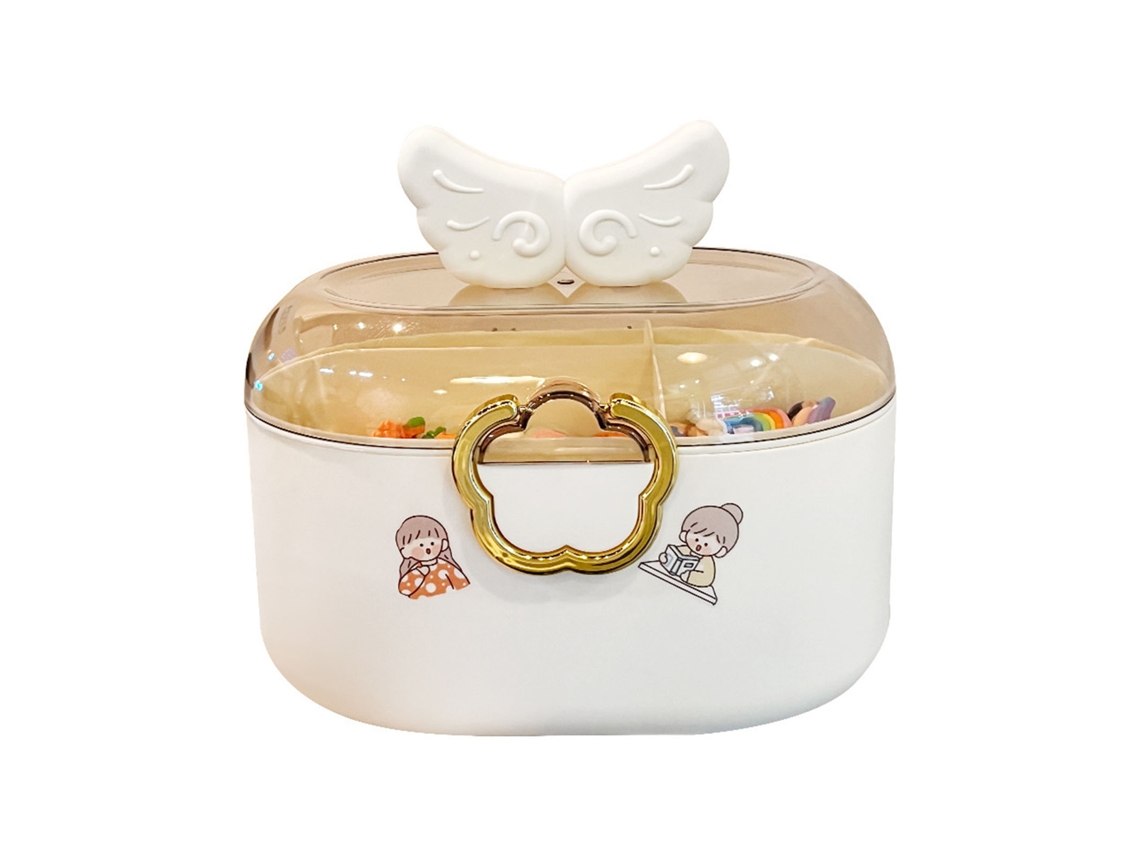 Organizador de acessórios para cabelo de meninas, caixa plástica, com tampa, multifuncional, com clips, tiaras | S/MARCA