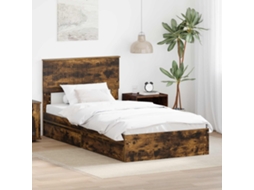 Vidaxl Cama com Armazenamento Carvalho Defumado 100 X 200 Cm