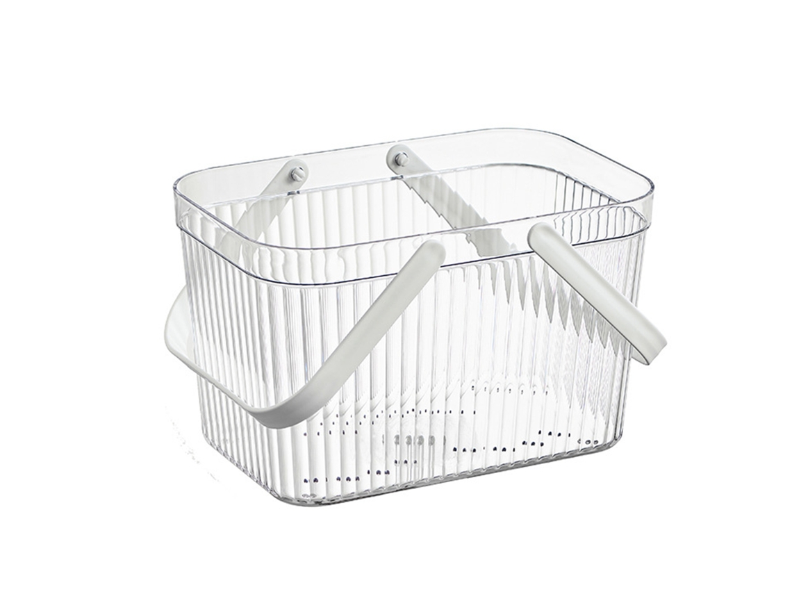 Organizador De Banheiro, Cesta Elegante, Listra Transparente, Grande Capacidade, Organizador De Armazenamento De Chuveiro Com Alça Para Banheiro, Bran