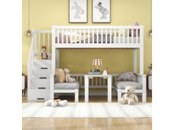 Beliche Branco 90+120x200cm, Mesa Ajustável, Escada, Corrimão.-op