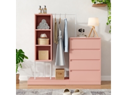 Armário de Gavetas Rosa, Conjunto de Guarda Roupa, Medidas: W14/w4/h135 py