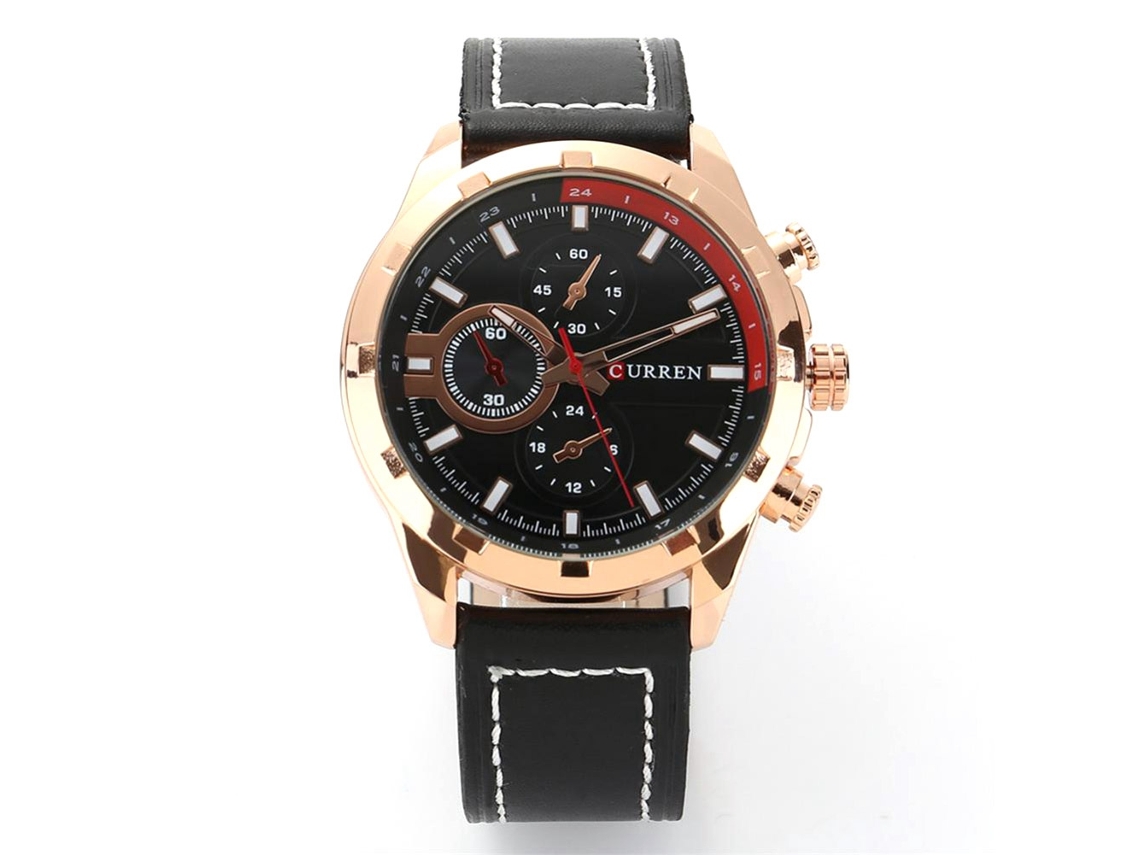Relógio masculino Curren M8216, analógico, quartzo, aço inoxidável, à prova d'água, com calendário.