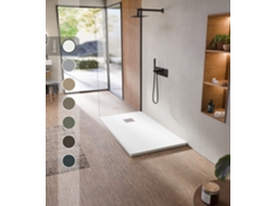 Bellobath - Base De Duche De Resina Antiderrapante - Textura De Ardósia Suave - Inclui Válvula De Escoamento E Grelha - Branco - 70 X 150cm