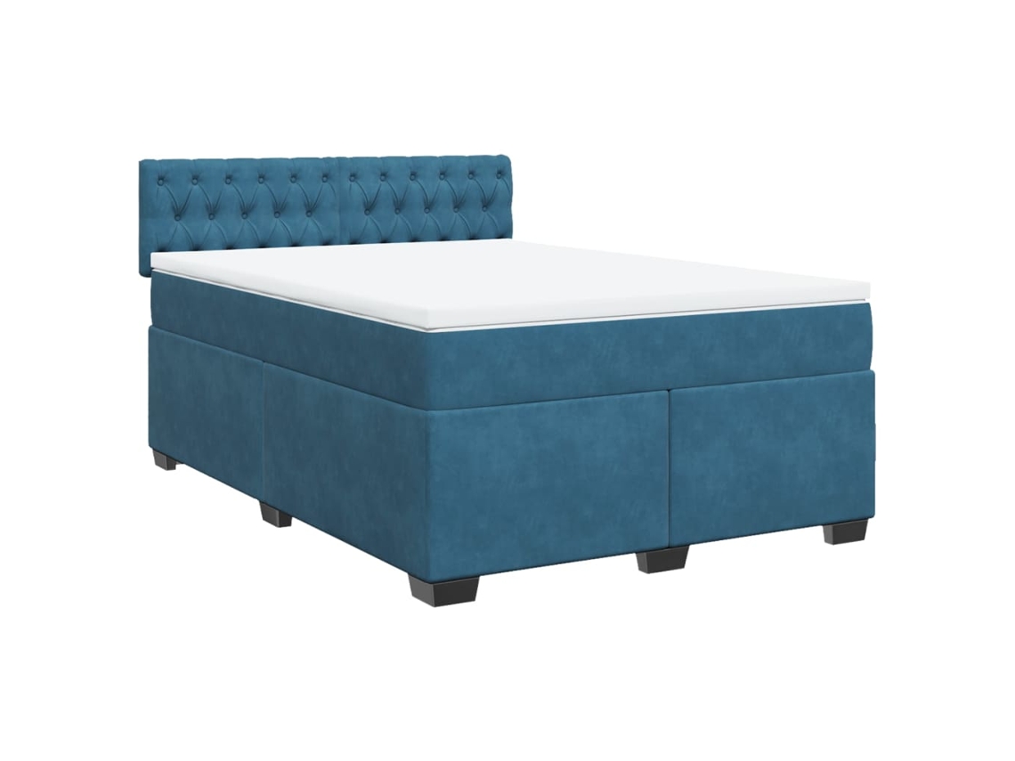Box Spring Bed, Box Spring Beds Vidaxl Azul Veludo (140 X 190 Cm)