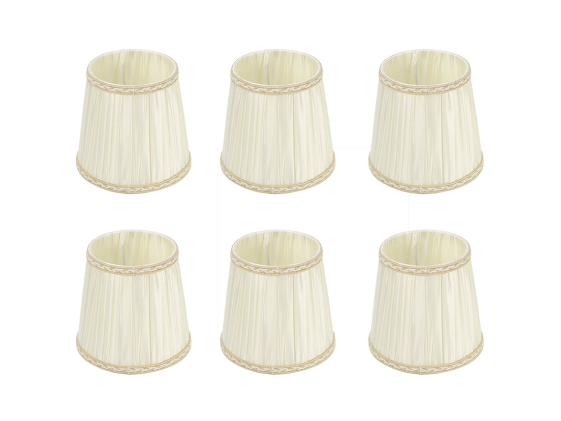 6pcs Abajur de Tecido Bege para Lustre Parede Lâmpada E14 Capa Substituição Acessório Luz S/MARCA