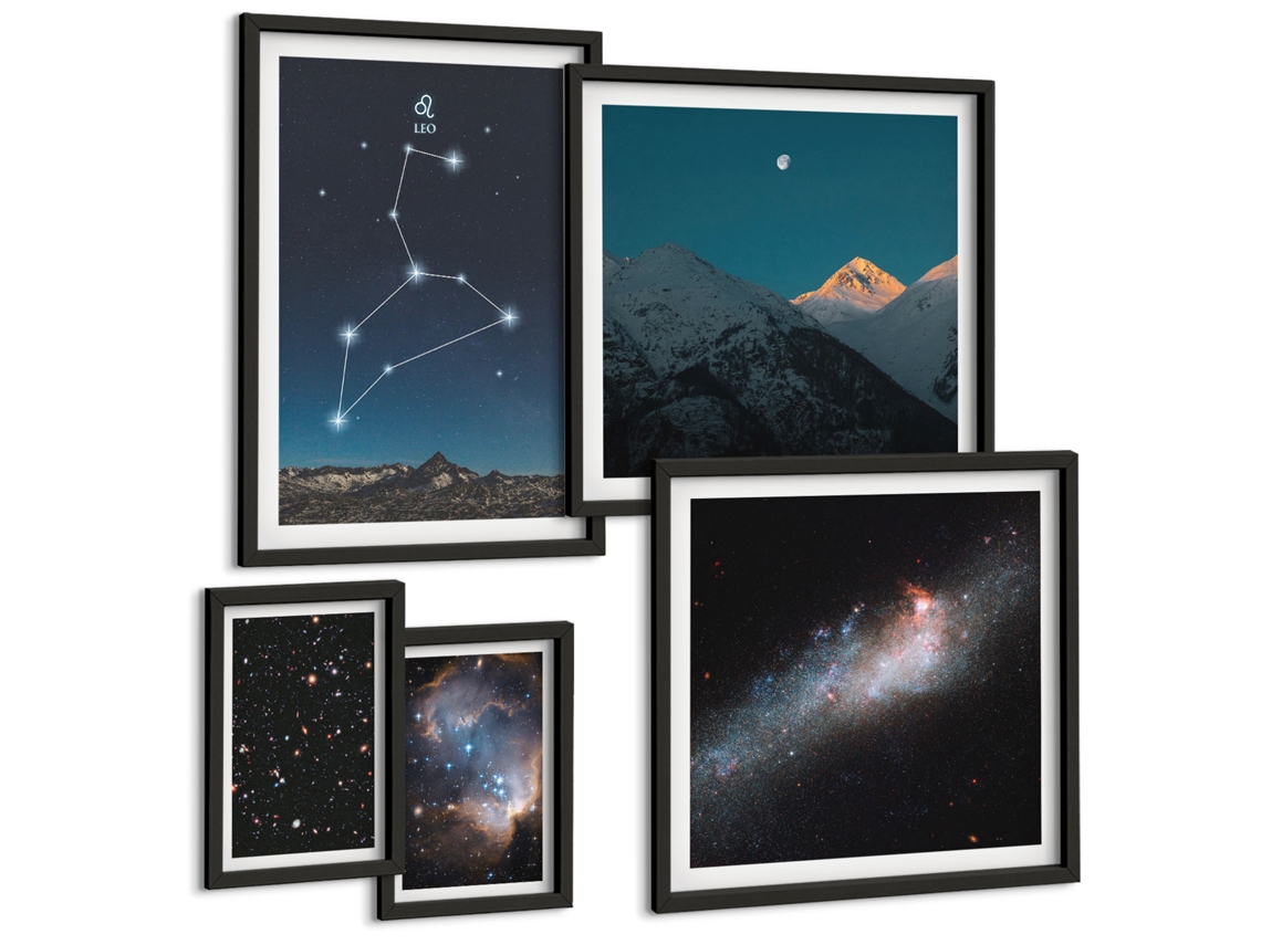 Conjunto De Pinturas Constelações Espaciais Galáxias Espelharte (5 Peças)