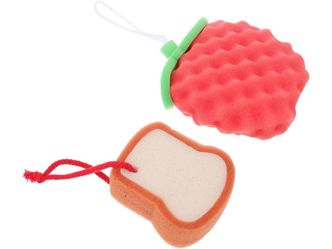 Conjunto De 2 Esponjas De Banho Vermelhas Para Meninos E Meninas, Macias E Delicadas, Feitas De Nylon.