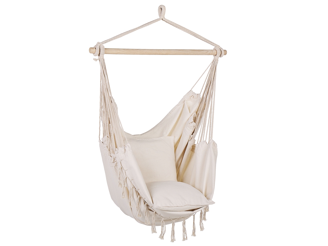 Silla Colgante Beliani Bonea De Algodón Beige 95x55x125