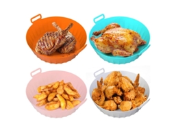 2026 acessório para Air Fryer, 4 Panelas de Silicone (laranja+rosa+cinza+azul Tiffany)