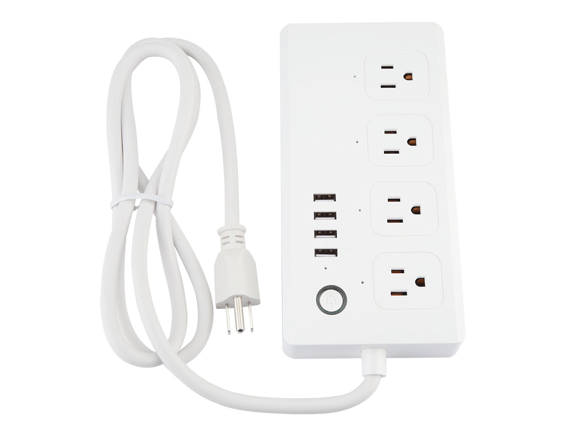 Tomada Wifi Laxiscreed Com 4 Portas Ca E 4 Usb, Compatível Com Controlo Remoto Via Aplicação Móvel