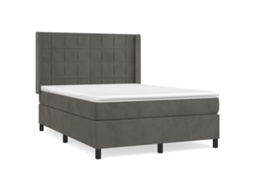 Cama com Molas e Colchão Veludo Cinzento Escuro MAISON EXCLUSIVE (140x190 cm)
