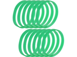Conjunto de 100 pulseiras esportivas de silicone verde, ajustáveis e elásticas, ideais para atividades esportivas e festivais.