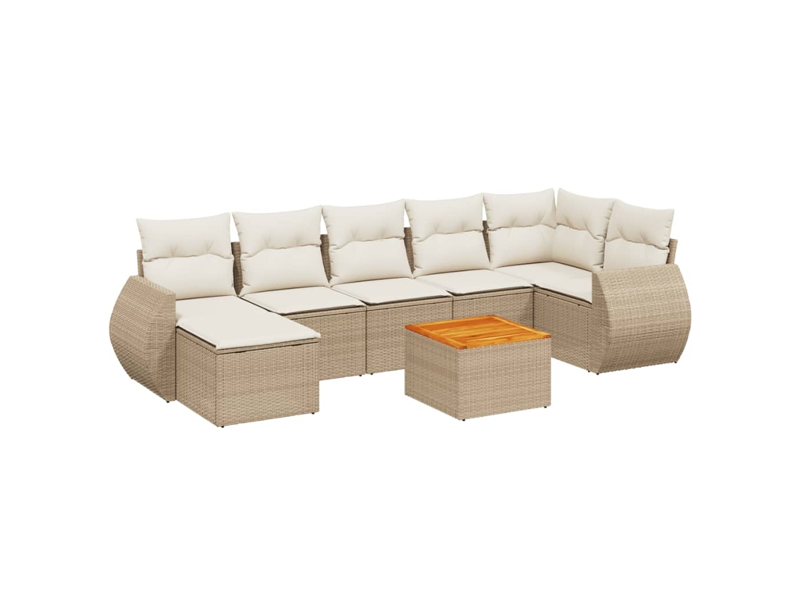 Conjunto de 8 Sofás para Jardim com Almofadões Vime Pe Bege MAISON EXCLUSIVE (8 pcs)