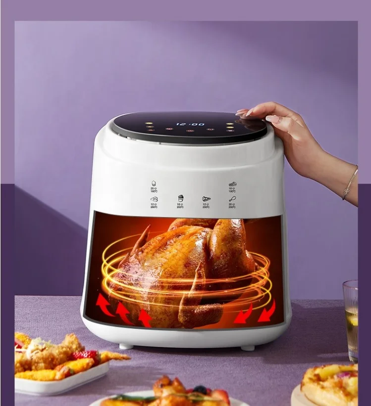 Fritadeira A Ar Quente (branca) De 1400 W, Com Controle Digital Lcd Sensível Ao Toque E Grande Capacidade De 12 L/15 L.