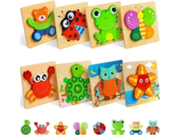 Conjunto de Puzzles de Madeira para Crianças, Pacote de 8 Puzzles Educativos para Crianças Dos 1 Aos 3 Anos CZHHMART