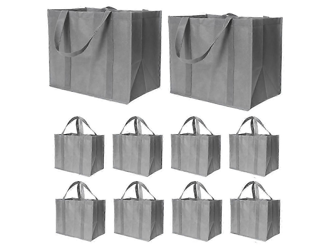 Pacote Com 10 Sacolas De Compras Dobráveis ​​e Reutilizáveis ​​de 35l Com Alças Longas, Ecológicas E Ideais Para Armazenamento De Grandes Quantidades