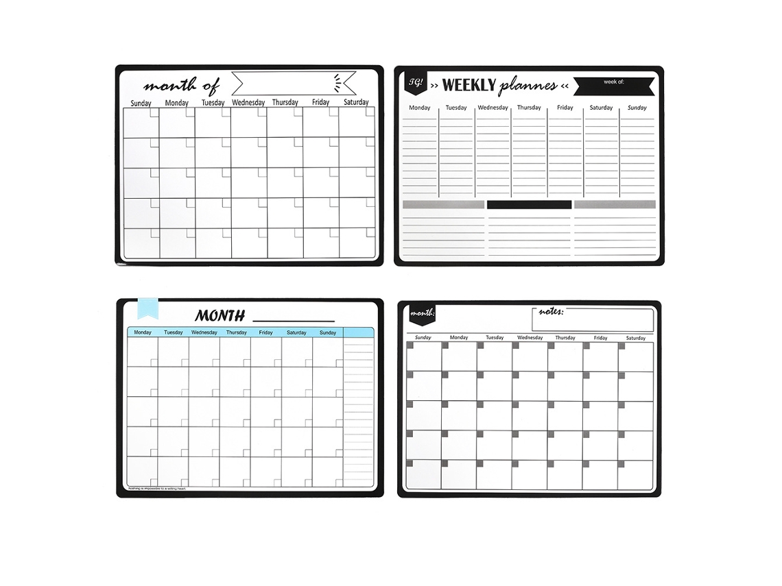 Kit De Calendário Para Quadro Branco Com 4 Peças Calendário Magnético Para Geladeira Mensal Slowmoose