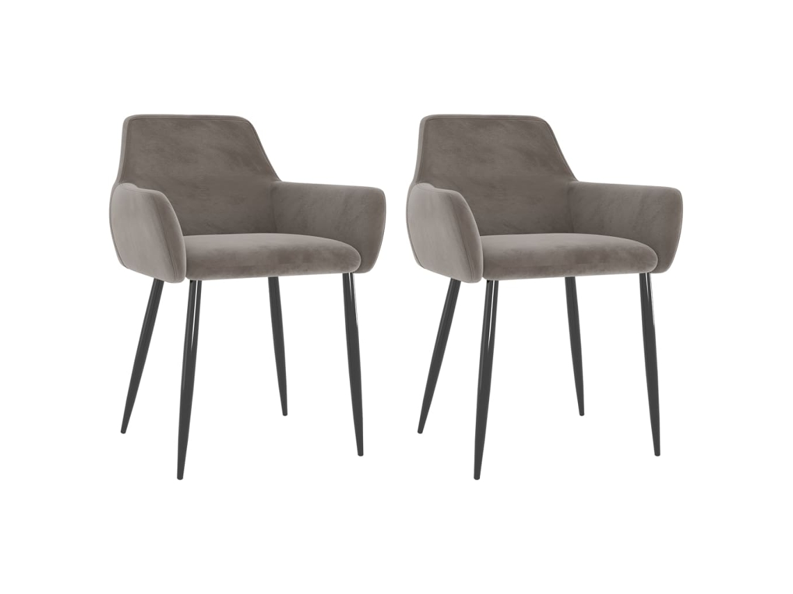 Vidaxl Cadeiras De Jantar 2 Pcs Veludo Cinzento-claro