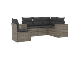 Conjunto de 5 Sofás de Jardim com Almofadões Vime Pe Cinzento MAISON EXCLUSIVE (5 pcs)