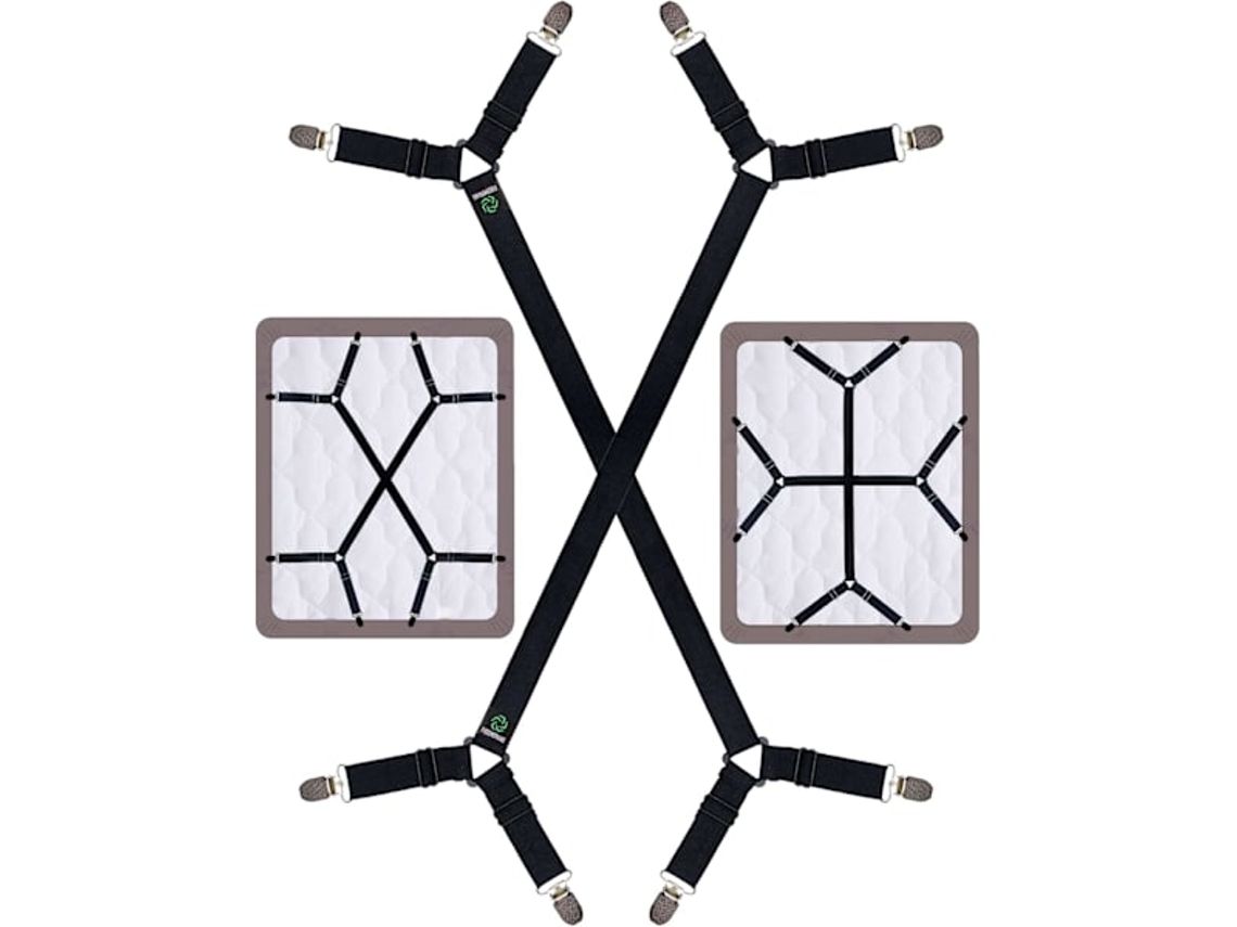 Prendedores De Lençol Clipes Cruzados E Elásticos Para Lençol, Conjunto Com 2 Unidades, Preto Aquaforge