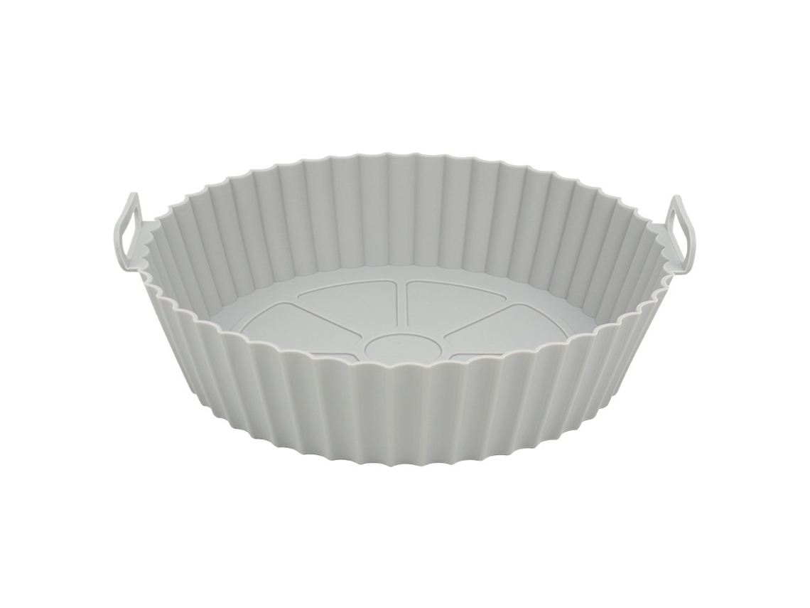 Elysve Forma De Silicone Reutilizável Para Air Fryer (8.5 Polegadas, Cinza), Antiaderente, Resistente Ao Calor