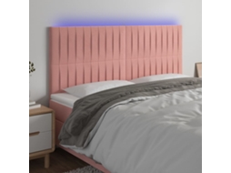 Vidaxl Cabeceira De Cama C/ Luzes Led Veludo 180x5x118/128 Cm Rosa