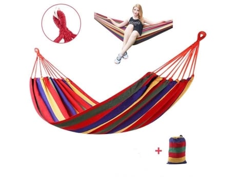 Rede de acampamento ao ar livre 280x150cm Vela para 2 pessoas 200kg Carga Pátio de lazer Acampamento leve - Vermelho JASENX