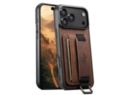 Capa Para Celular Suteni Para Iphone 17 Pro Com Porta-cartões Em Couro Cor Lichia - Marrom