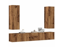 Armários De Tv Montados Na Parede 5 Pcs Madeira Velha Dkd Home Decor