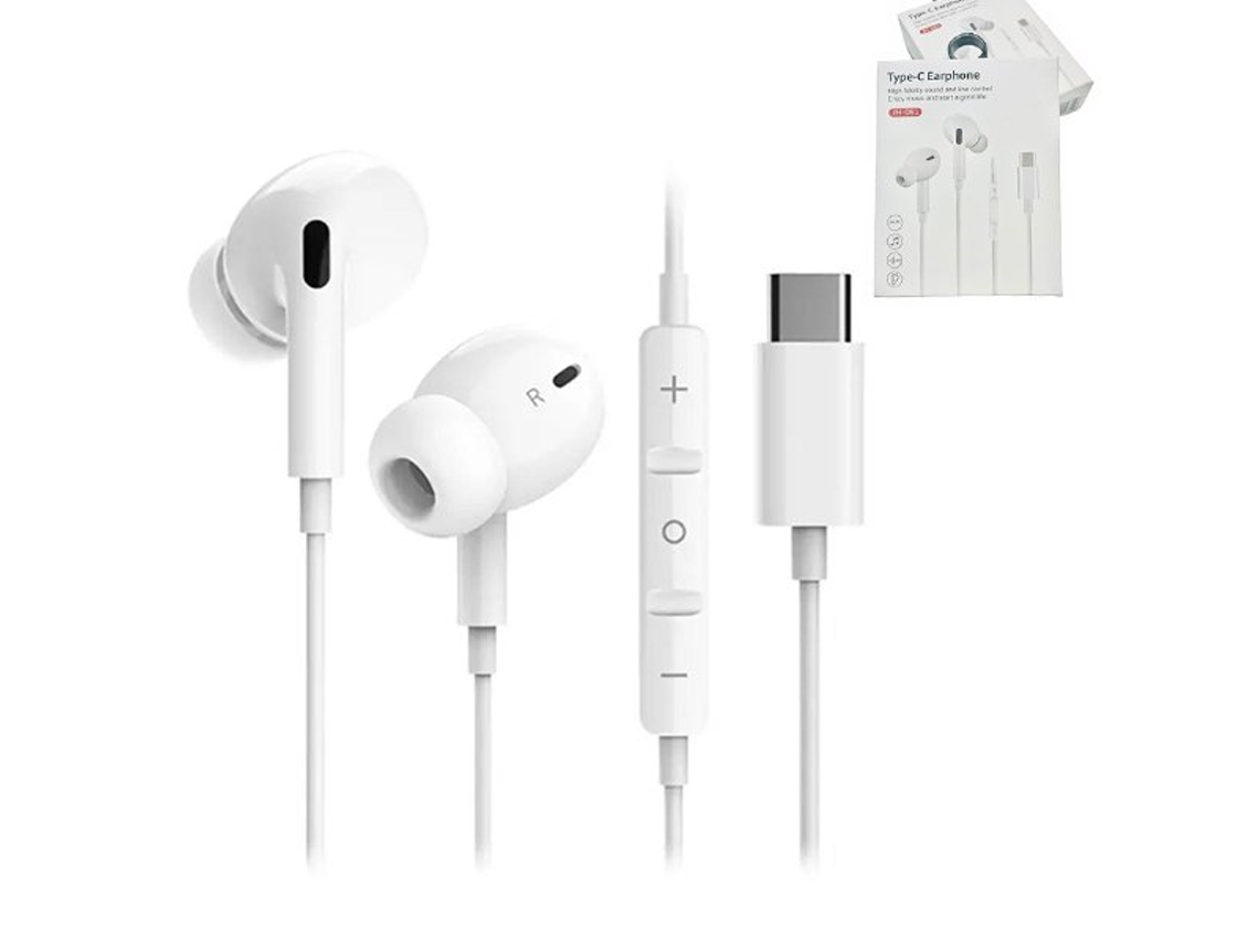 Auriculares Earphones Type-C Headset para Apple Iphone 14 Branco