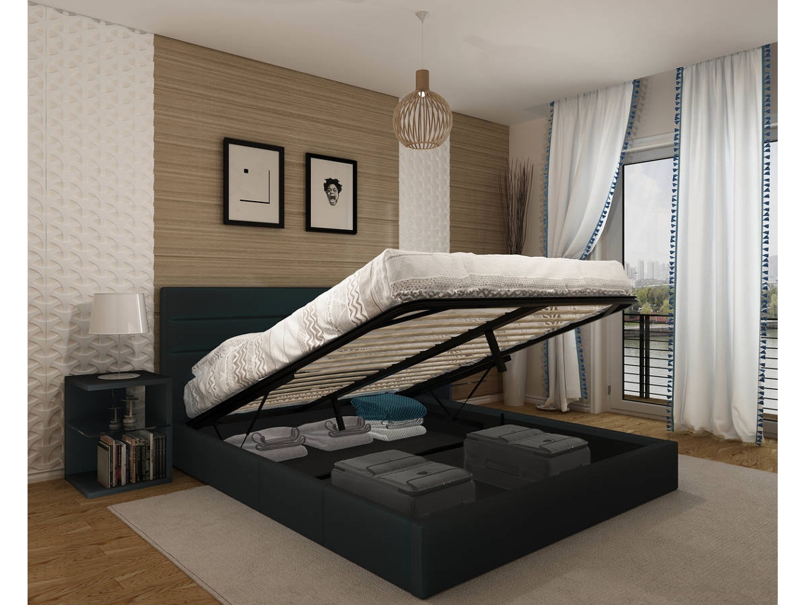 Cama com Estrado Elevatório CSD Starlight (Preto - 190x140)