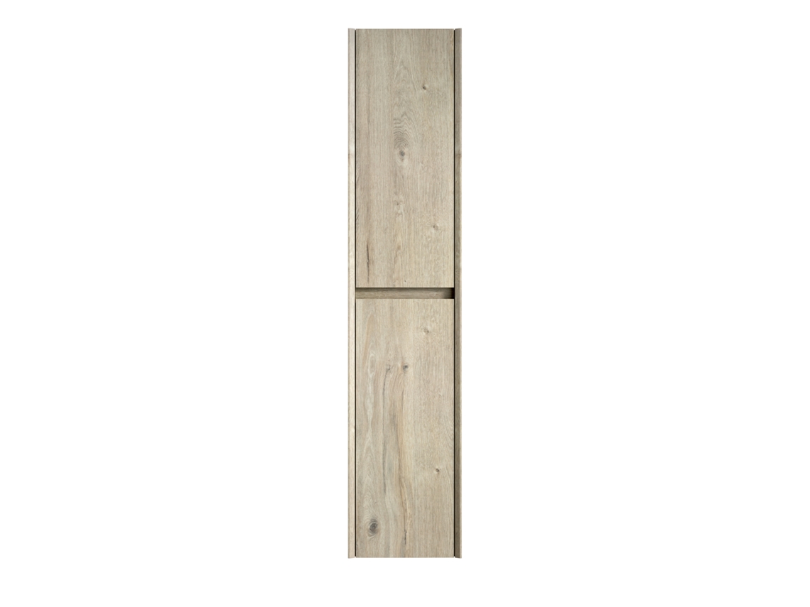 Armário Banheiro Carvalho Creme 140cm, Estreito, 2 Portas.-uu