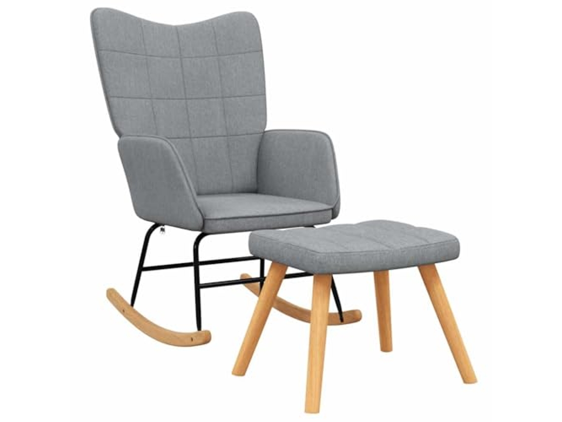 Rocking Chair With Stool, Rocking Chairs With Stools Vidaxl Cinzeto Tecido