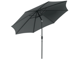 Ombrellone Giardino Ø295x250cm Manovella Inclinazione Palo Metallo Staccabile Terrazza/piscina/patio Grigio Scuro ZENCORE SERVICES