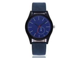 Relógio de casal Vansvar em couro genuíno, pulseira de aço, quartzo azul.