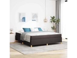 Vidaxl Estrutura Da Cama Com Colchão Marrom Escuro 180 X 200 Cm Tecido