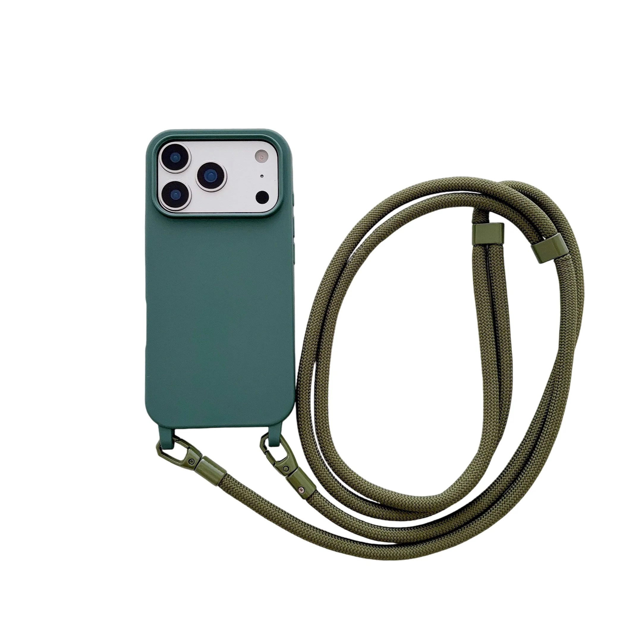 Capa Para Celular Com Alça Transversal Fosca (iphone 14 Plus Verde), Tpu Colorido E Resistente A Perdas